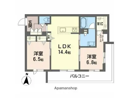 シャーメゾン レソール(2LDK/2階)の間取り写真