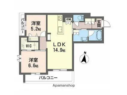 シャーメゾン レソール(2LDK/3階)の間取り写真