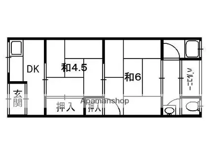 第一大峰荘(2K/2階)の間取り写真