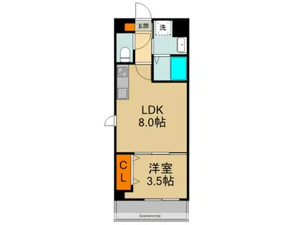 サンフレンドコア(1LDK/4階)の間取り写真