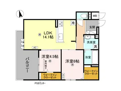 OKAYAMATE嘉平(2LDK/2階)の間取り写真