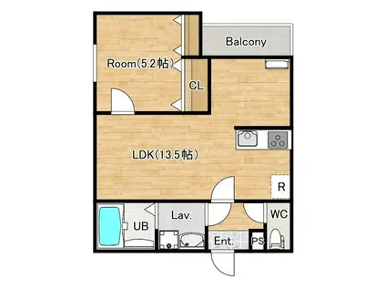 シエーナ楠葉ジェミオス(1LDK/2階)の間取り写真