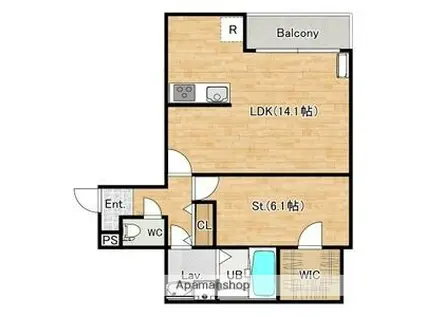 シエーナ楠葉ジェミオス(1LDK/2階)の間取り写真