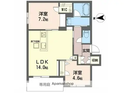 シャーメゾン フルリール(2LDK/1階)の間取り写真