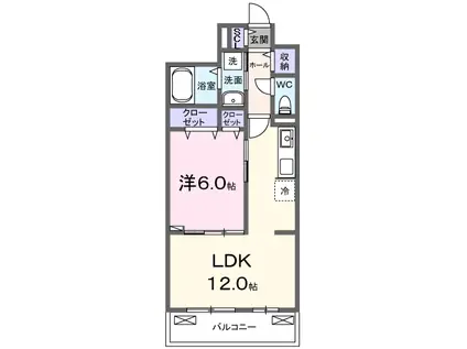 パインオークC棟(1LDK/3階)の間取り写真