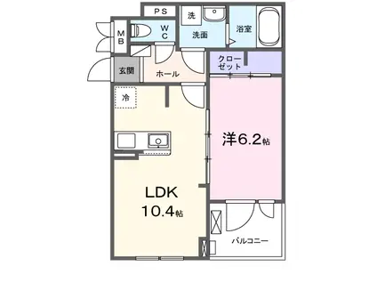 パインオークA棟(1LDK/3階)の間取り写真