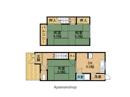 京阪電気鉄道京阪線 寝屋川市駅 徒歩23分 2階建 築58年(3DK)の間取り写真