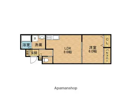 グレートヒルズ8番館(1LDK/2階)の間取り写真