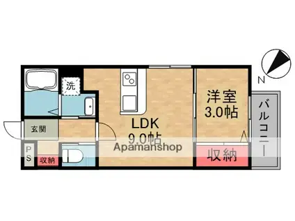 牧野阪3丁目アパート(1LDK/1階)の間取り写真
