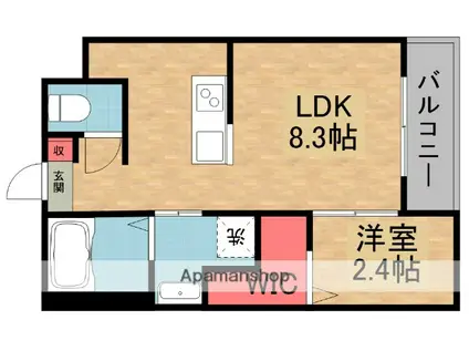 リアコート枚方御殿山サウス(1LDK/3階)の間取り写真