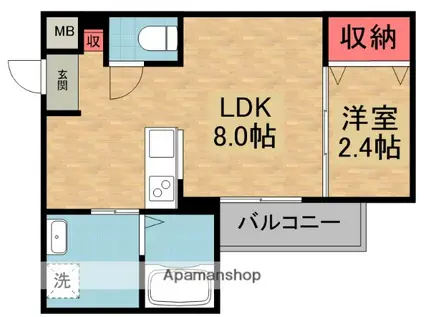 リアコート枚方御殿山サウス(1LDK/2階)の間取り写真