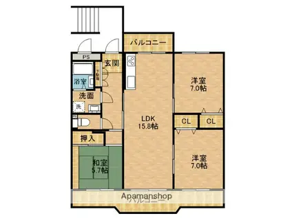 オリエントレジデンス末広町(3LDK/3階)の間取り写真