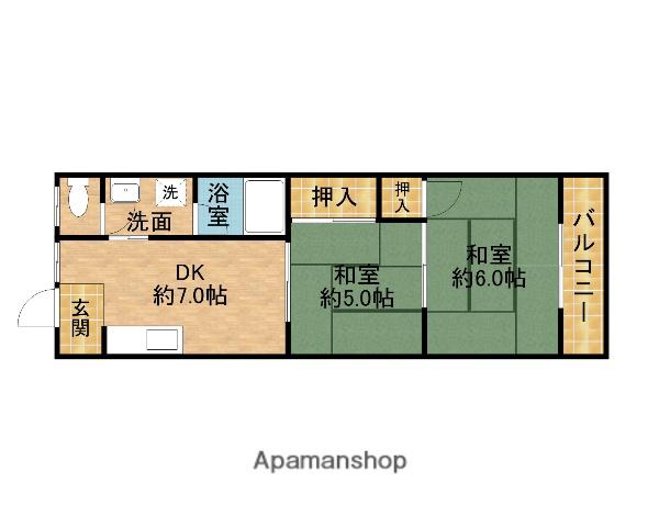 マンション島村(2DK/2階)の間取り写真