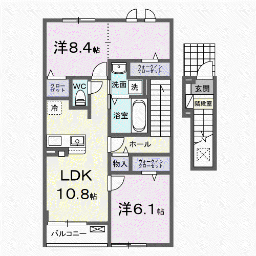 クラール倉治C(2LDK/2階)の間取り写真
