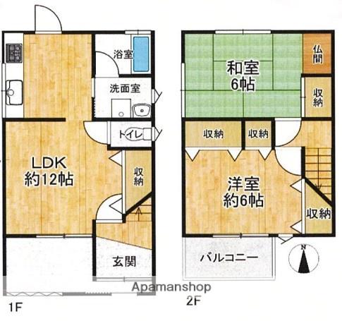 京阪電気鉄道京阪線 大和田駅(大阪) 徒歩28分 2階建 築53年(2LDK)の間取り写真