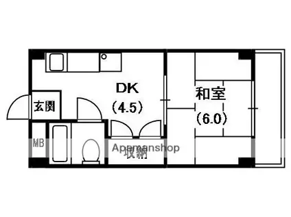 京橋ビル(1DK/2階)の間取り写真