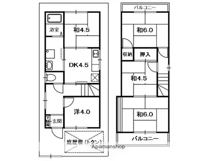 京阪電気鉄道京阪線 香里園駅 徒歩15分 2階建 築48年(5DK)の間取り写真