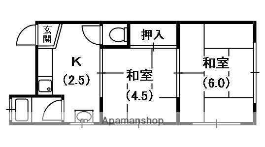 山田マンション(2K/3階)の間取り写真