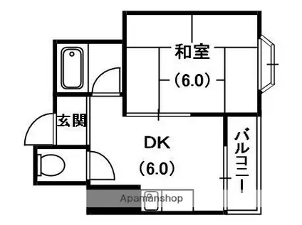 アールアイ緑町マンション(1DK/2階)の間取り写真