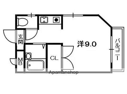 香里晴天(1K/2階)の間取り写真