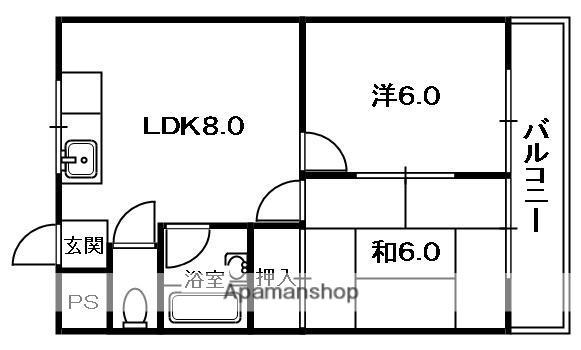 郡津金森マンション(2DK/4階)の間取り写真