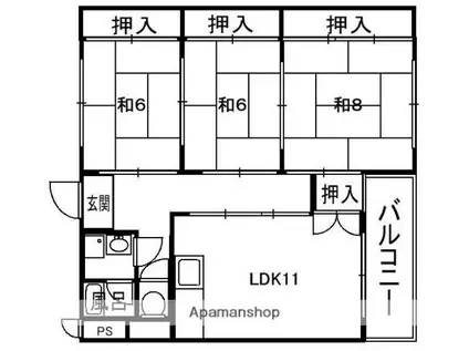 プラザ松ヶ丘(3LDK/2階)の間取り写真
