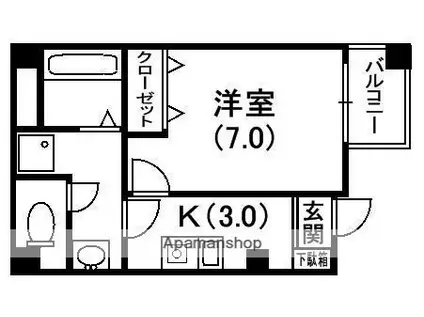 ハーモニーライフ須山(1K/2階)の間取り写真