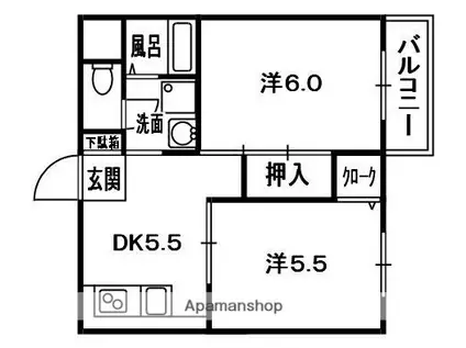 セレコート枚方2(2K/2階)の間取り写真