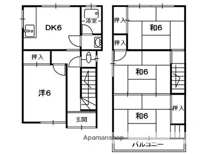 片町線 藤阪駅 徒歩18分 2階建 築46年(4DK)の間取り写真