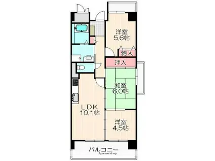 カサグランデ鶴見緑地(3LDK/4階)の間取り写真