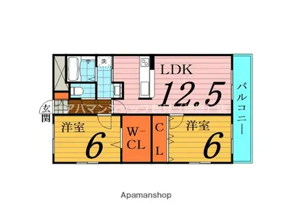 ボヌール鶴見(2LDK/2階)の間取り写真