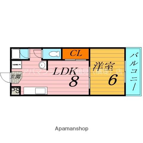 ニシキハイツ(1LDK/3階)の間取り写真