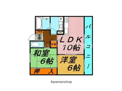 OWLET諸口(2LDK/3階)の間取り写真