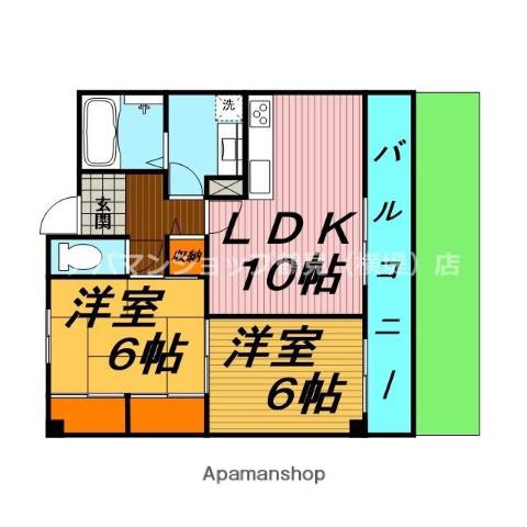 OWLET諸口(2LDK/1階)の間取り写真