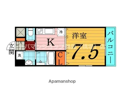 ウイングコート大和(1DK/5階)の間取り写真