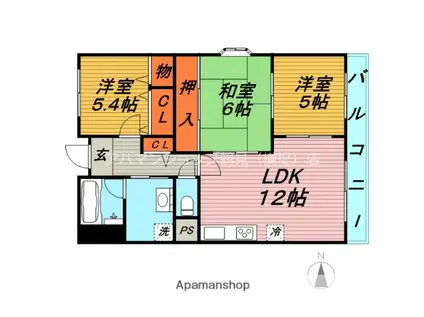 カサ・ブリジャンテ(3LDK/4階)の間取り写真