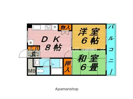 リバーサイドニッシン城東ハイツ(2LDK/2階)の間取り写真