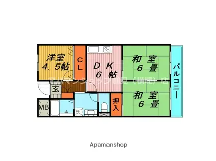 フェリス・ハイム(3DK/1階)の間取り写真