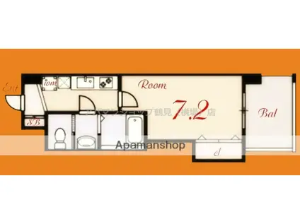 LUXE鶴見(1K/2階)の間取り写真