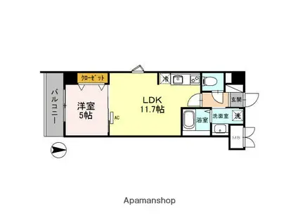 プリモアネッソ(1LDK/4階)の間取り写真