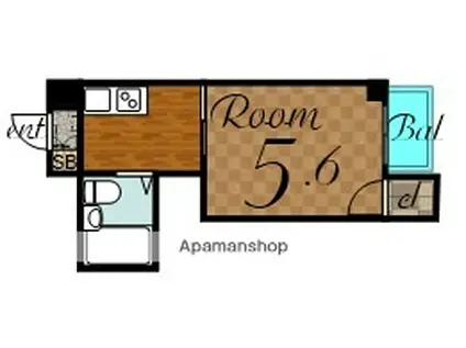 白樺ハイツ清水Ⅱ(1K/3階)の間取り写真