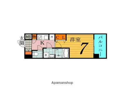 スプランディッド放出(1K/7階)の間取り写真