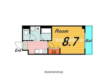 ボヌール鶴見(1K/6階)の間取り写真
