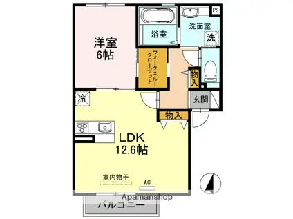 ラフィーネ徳庵(1LDK/2階)の間取り写真