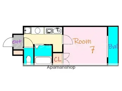 パークモダン高井田(1K/6階)の間取り写真