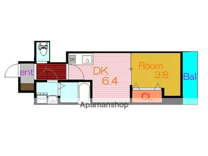 GARDENIA城東(1DK/2階)の間取り写真