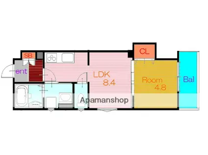 ピレーネ諸福(1LDK/2階)の間取り写真