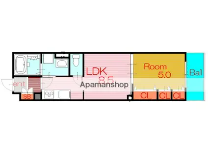 ラモーナ焼野Ⅰ(1LDK/2階)の間取り写真