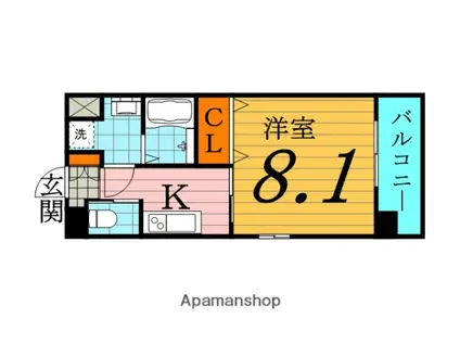 フォレストガーデン成育Ⅱ(1K/4階)の間取り写真