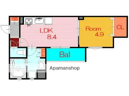 鶴見区焼野3丁目アパート(1LDK/1階)の間取り写真